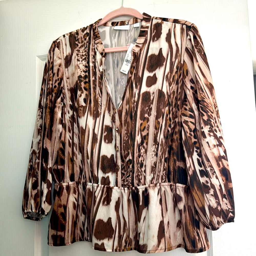 New York & Co. animal print blouse Large
